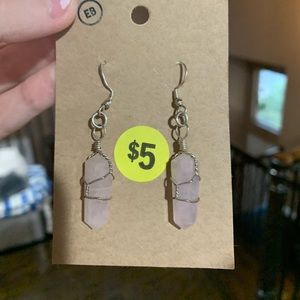 Rose quartz crystal earrings